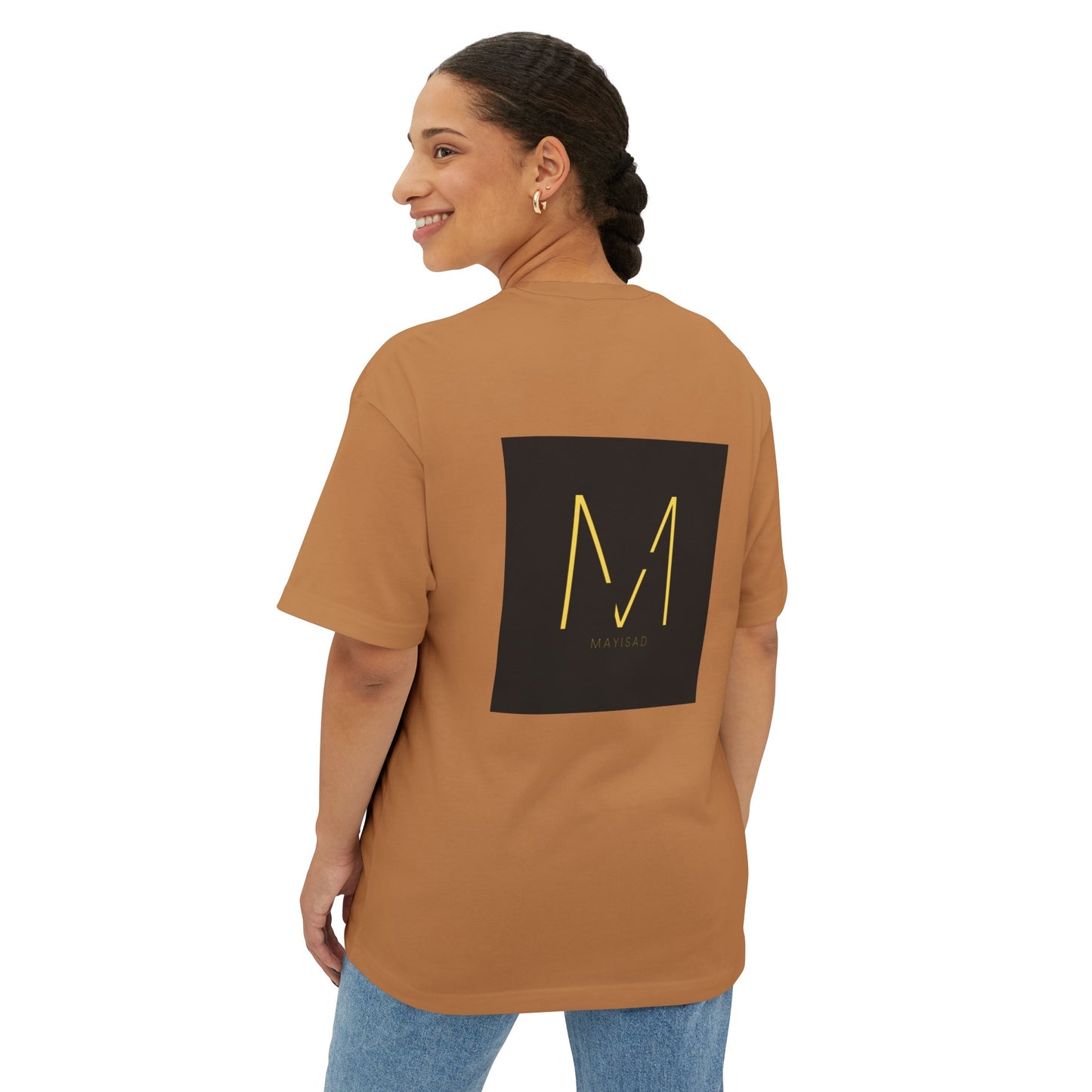 Camiseta unisex de gran tamaño negra y dorada