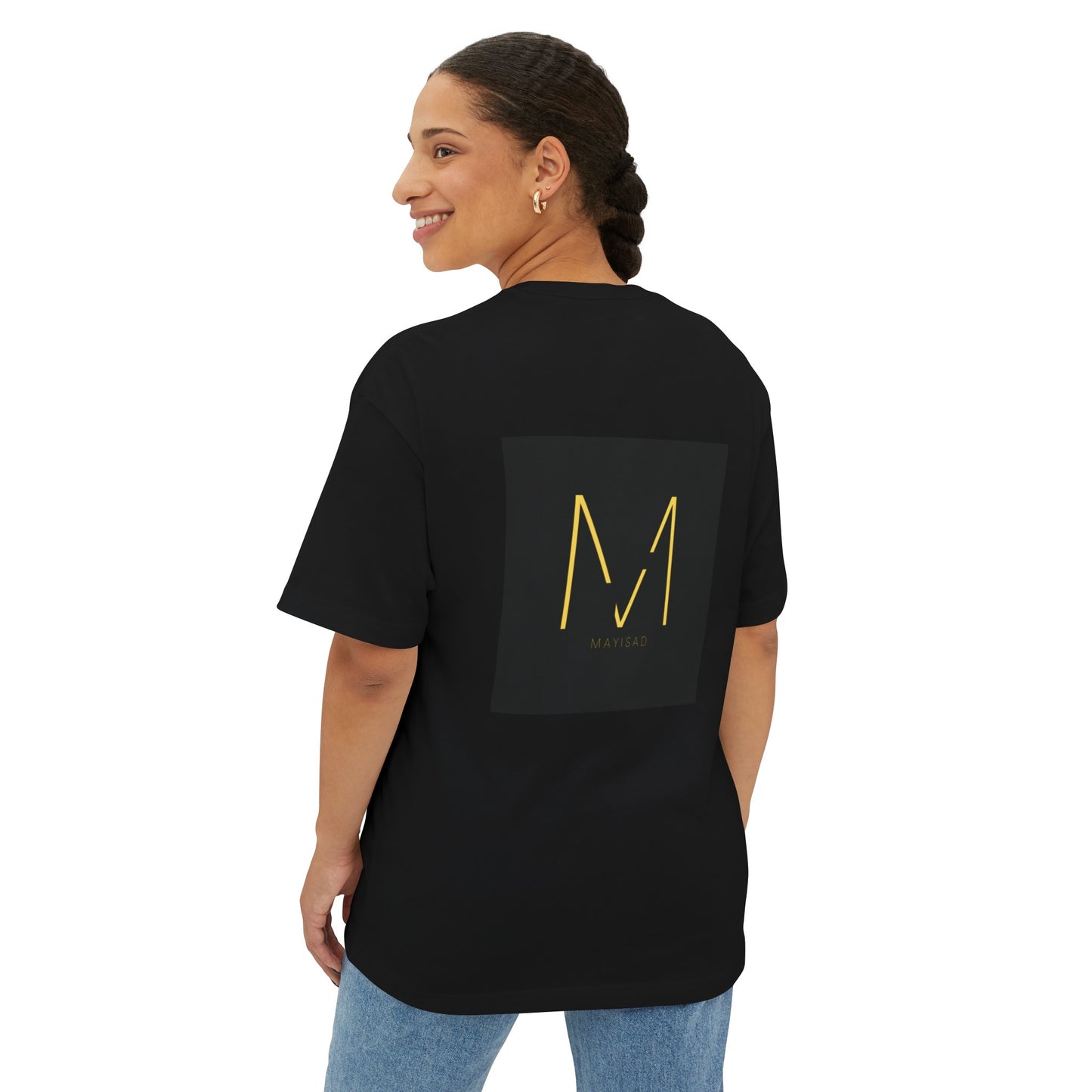 Camiseta unisex de gran tamaño negra y dorada