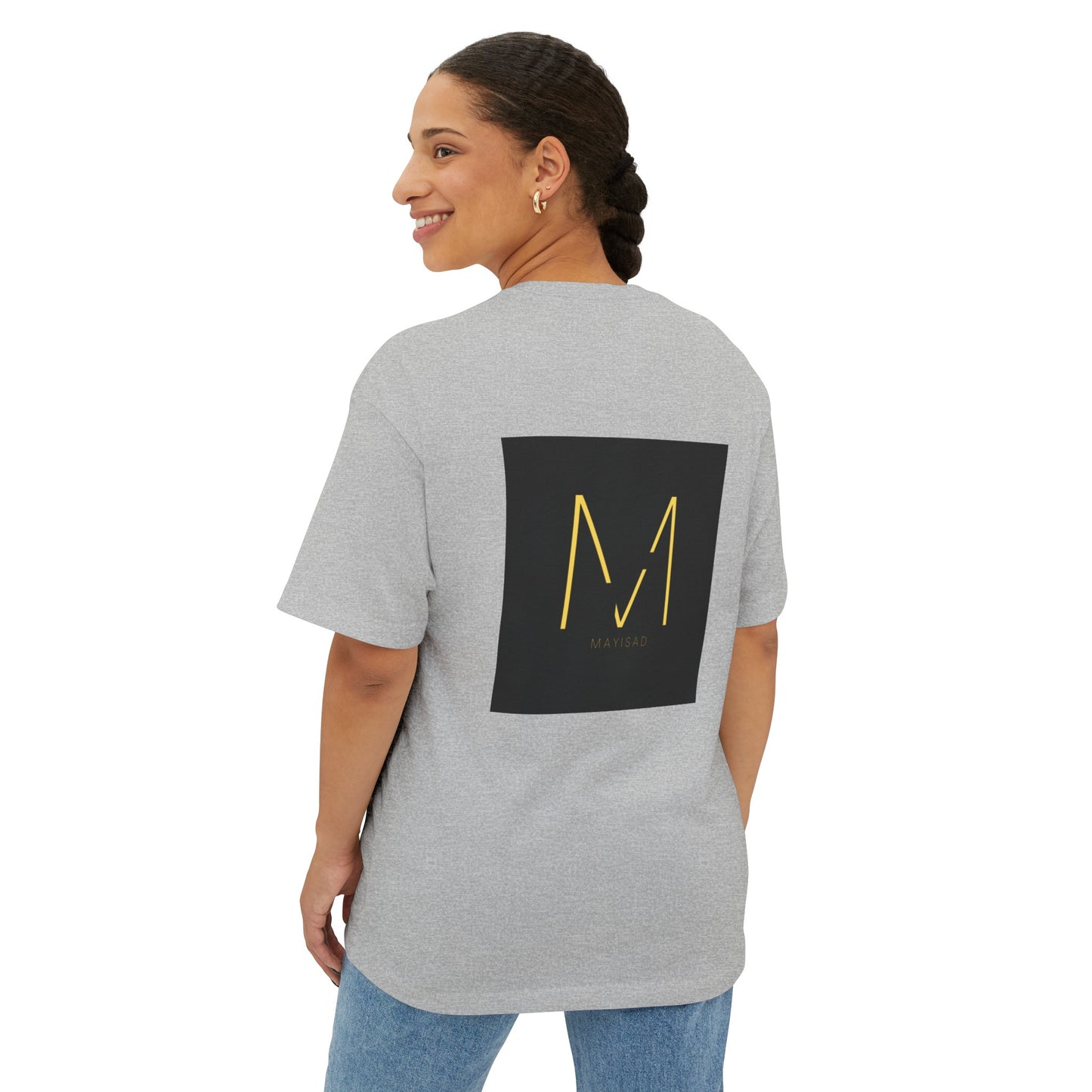 Camiseta unisex de gran tamaño negra y dorada