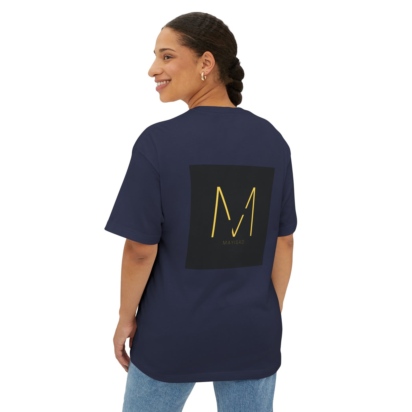 Camiseta unisex de gran tamaño negra y dorada