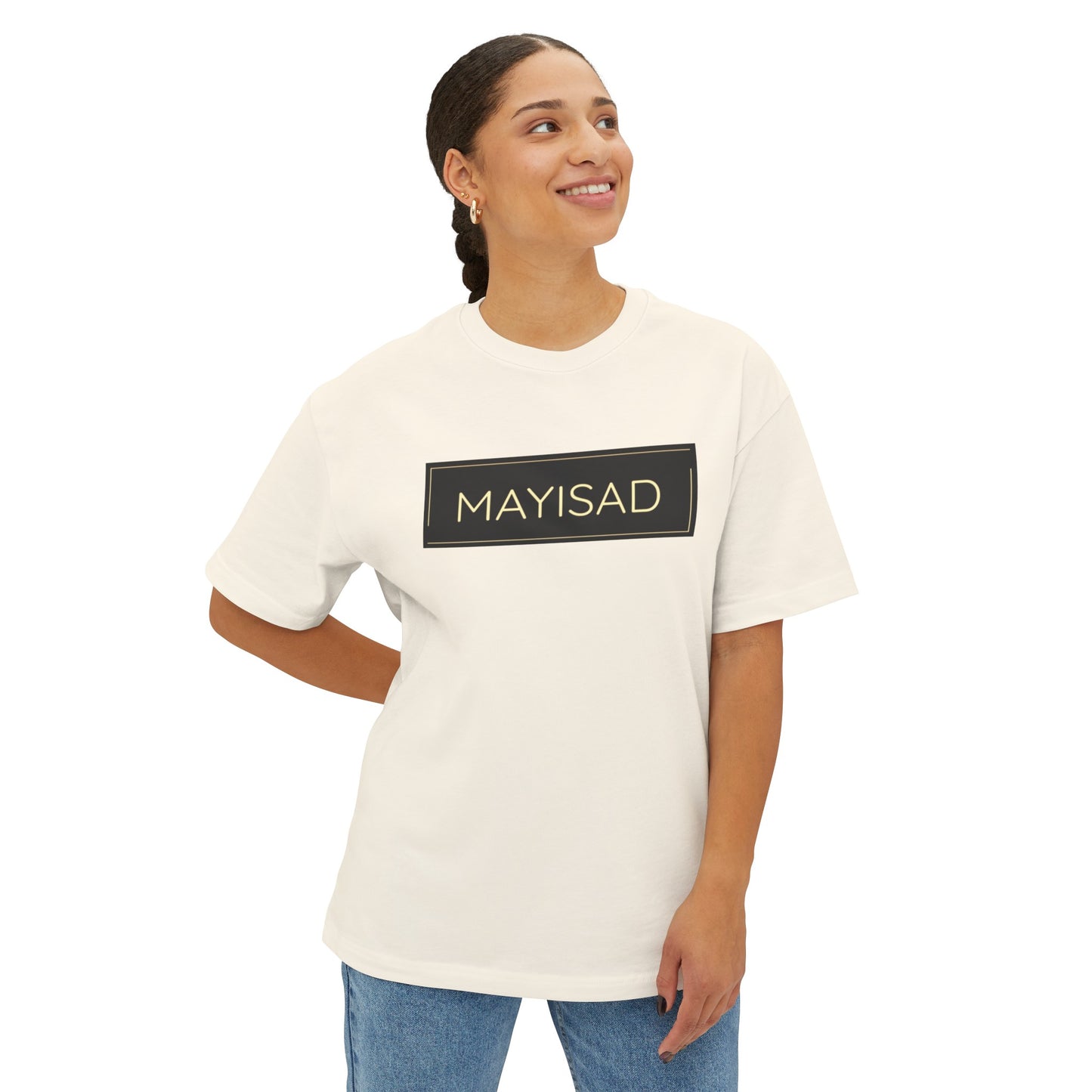 Camiseta unisex de gran tamaño negra y dorada