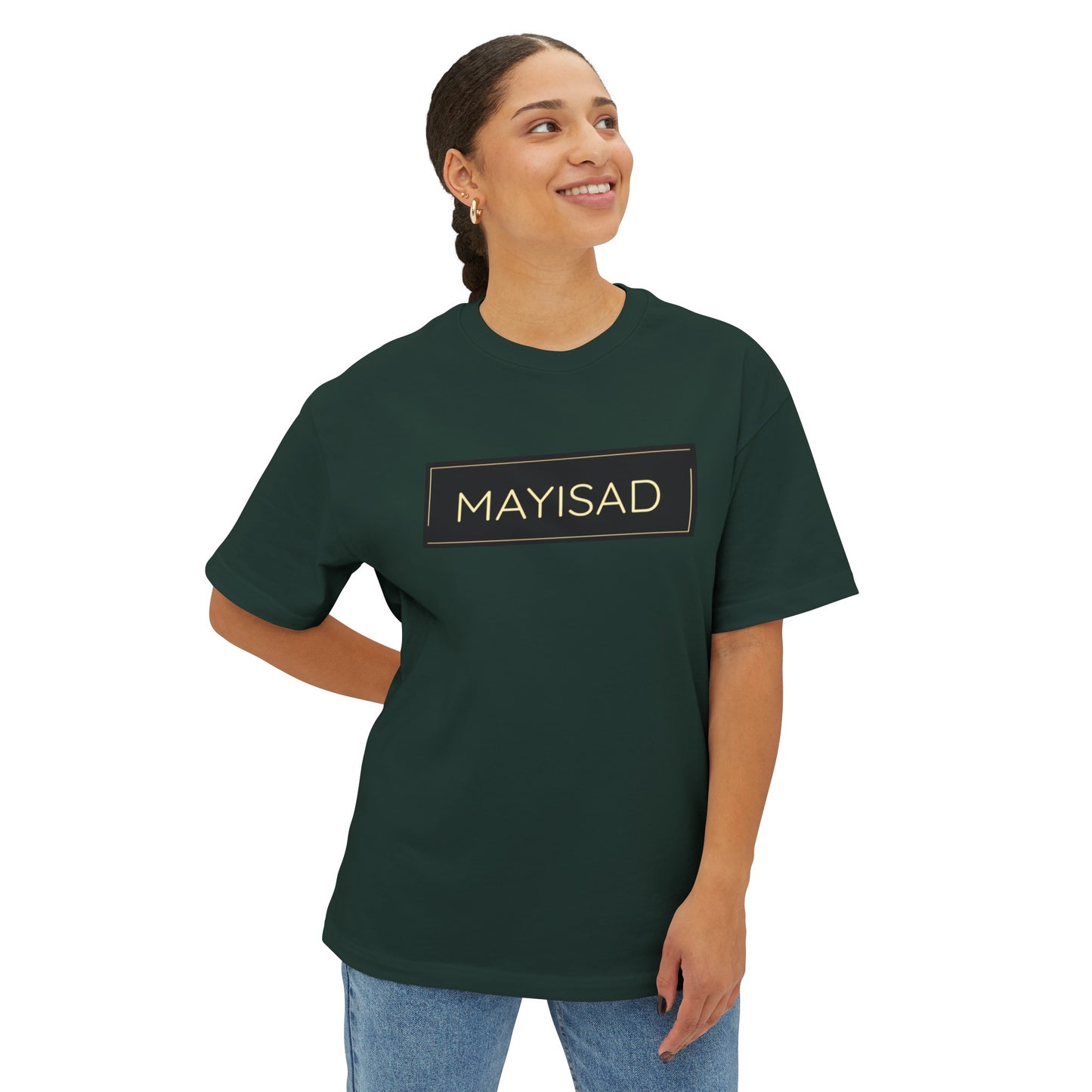 Camiseta unisex de gran tamaño negra y dorada