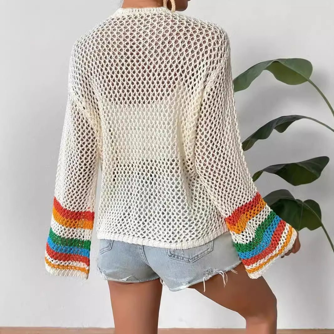 Women's handmade crochet plaid top - MAYISAD