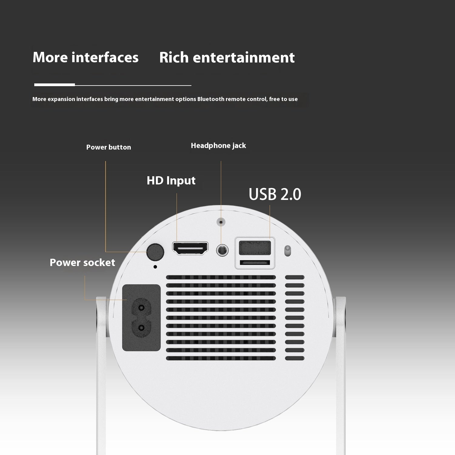 Portable Projector For Home Use 180 Degrees Projection Angle Automatic Focus