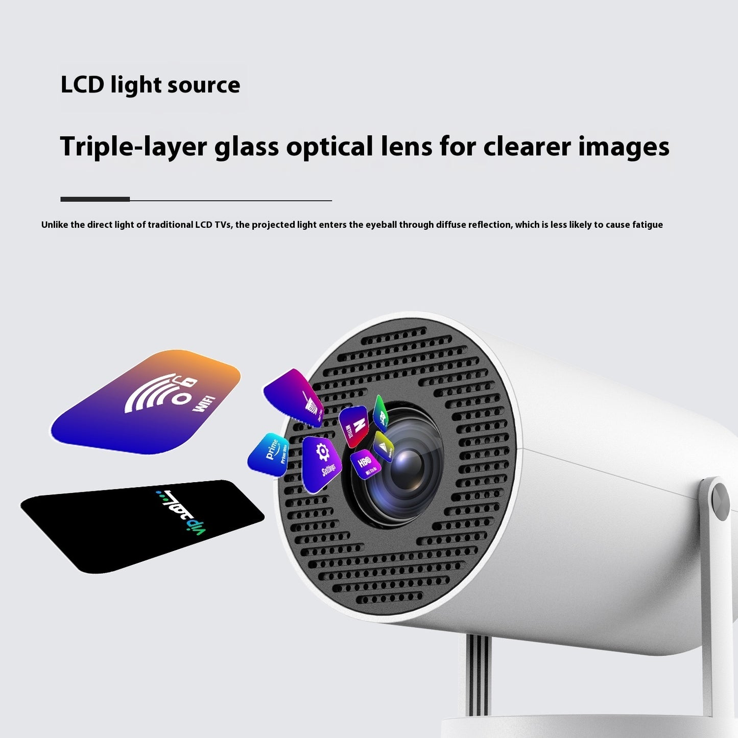 Portable Projector For Home Use 180 Degrees Projection Angle Automatic Focus