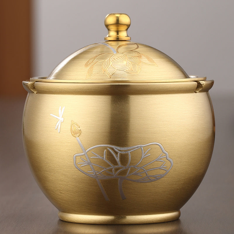 Household Prevent Fly Ash Brass Ashtray Large With Lid