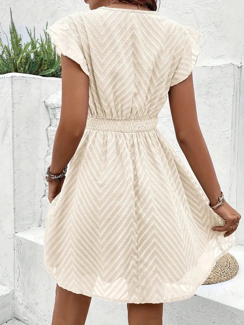 French Lace Patchwork Waistband Dress