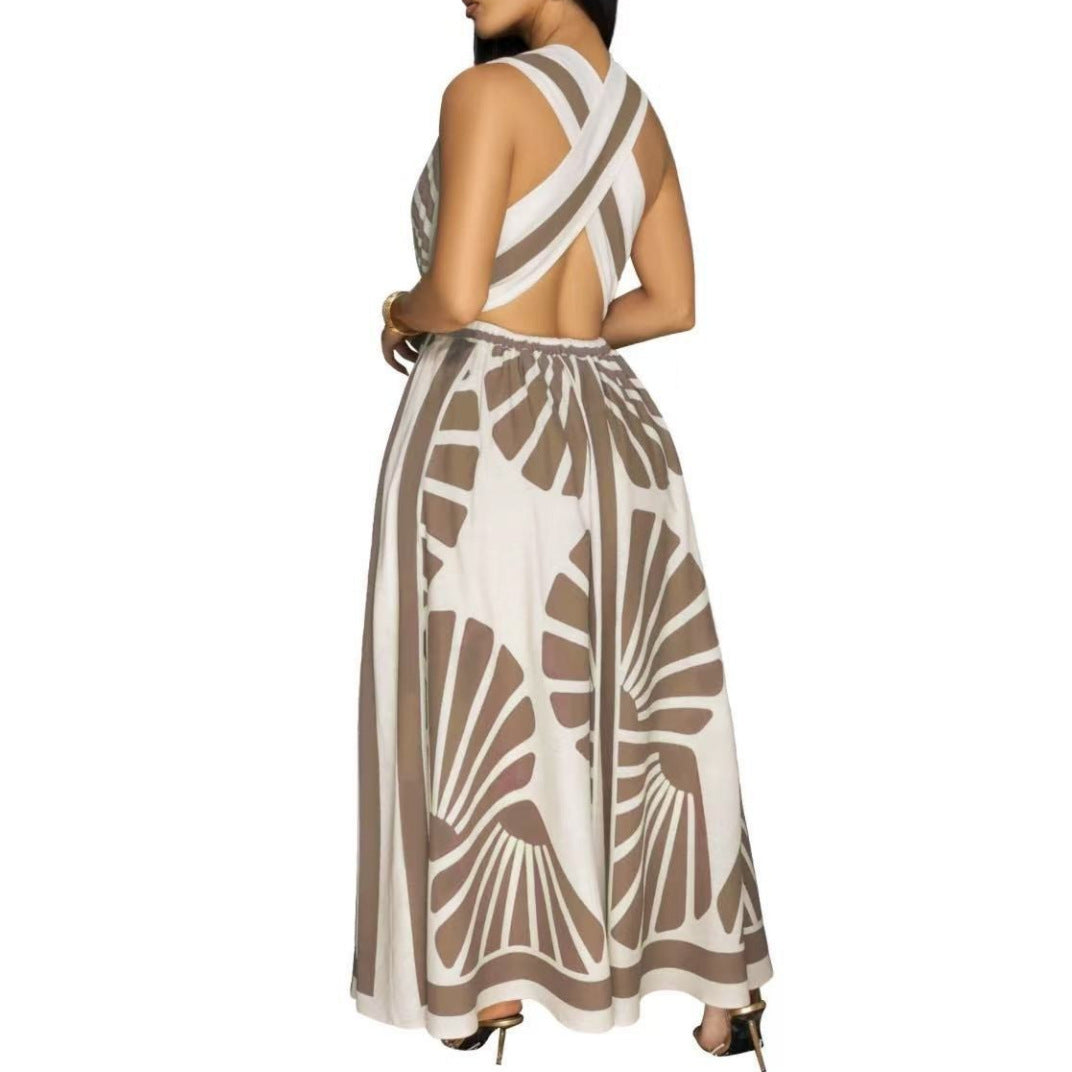 Printing Backless Dress