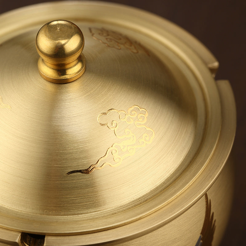 Household Prevent Fly Ash Brass Ashtray Large With Lid