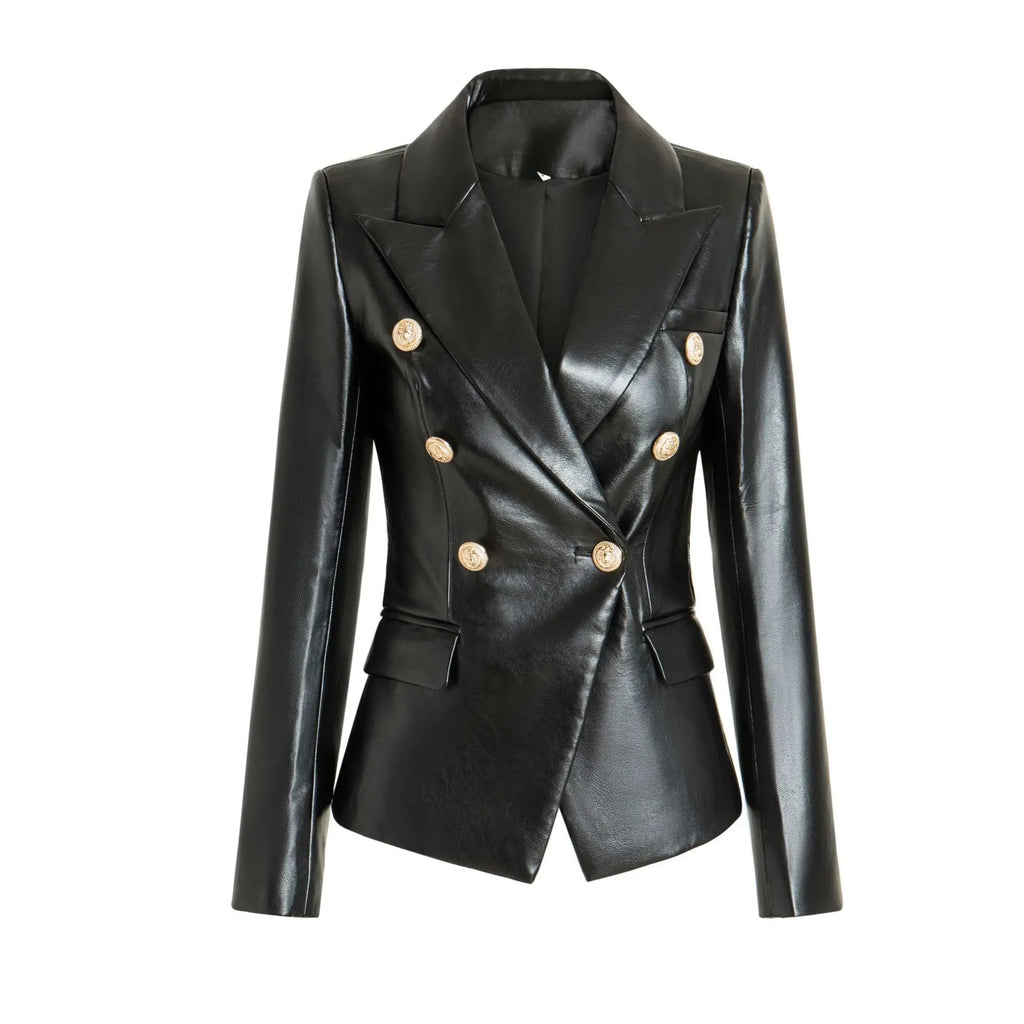 Black fashion Gold Buttons jacket for women - MAYISAD