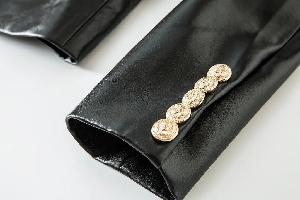 Black fashion Gold Buttons jacket for women - MAYISAD