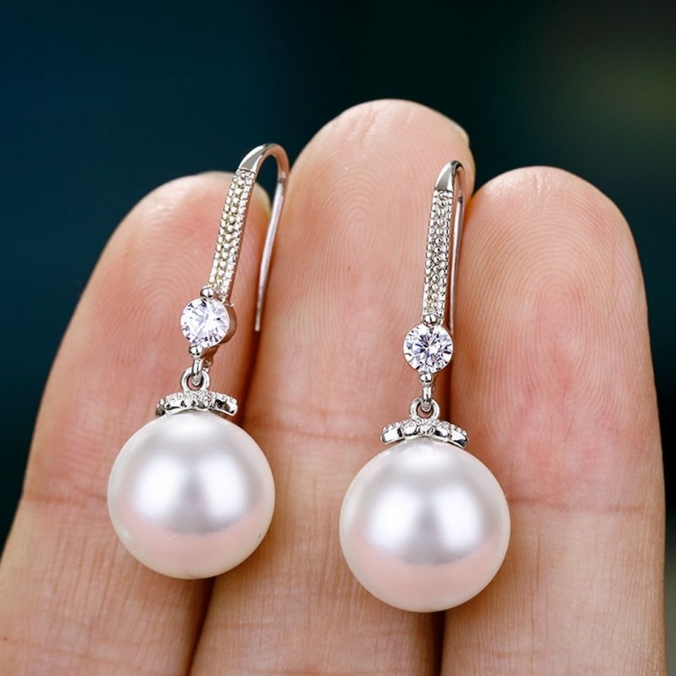 Crystal Zircon Pearl Earrings - MAYISAD