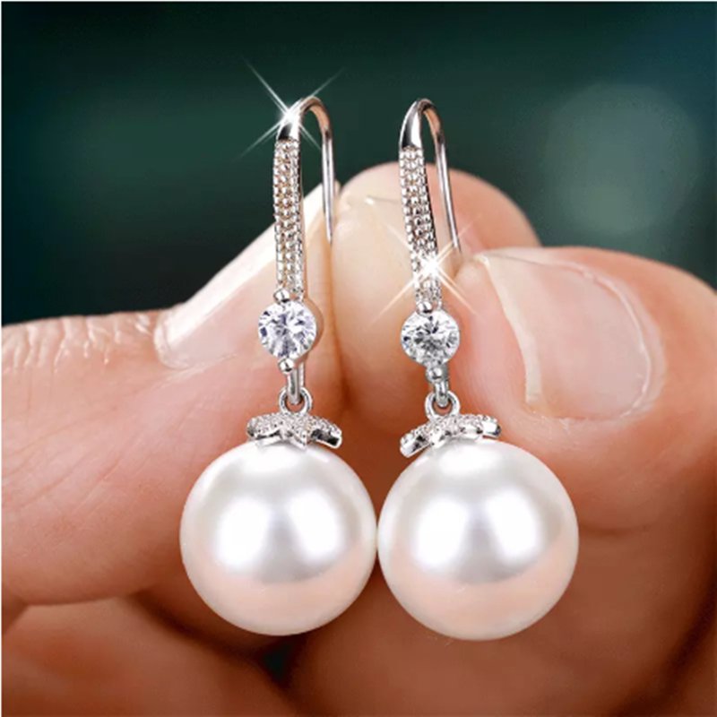 Crystal Zircon Pearl Earrings - MAYISAD