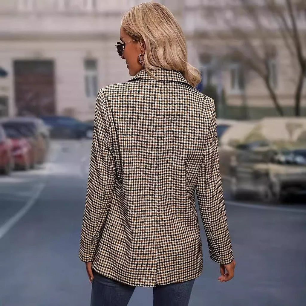 European And American Plaid Single - row Coat For Women - MAYISAD