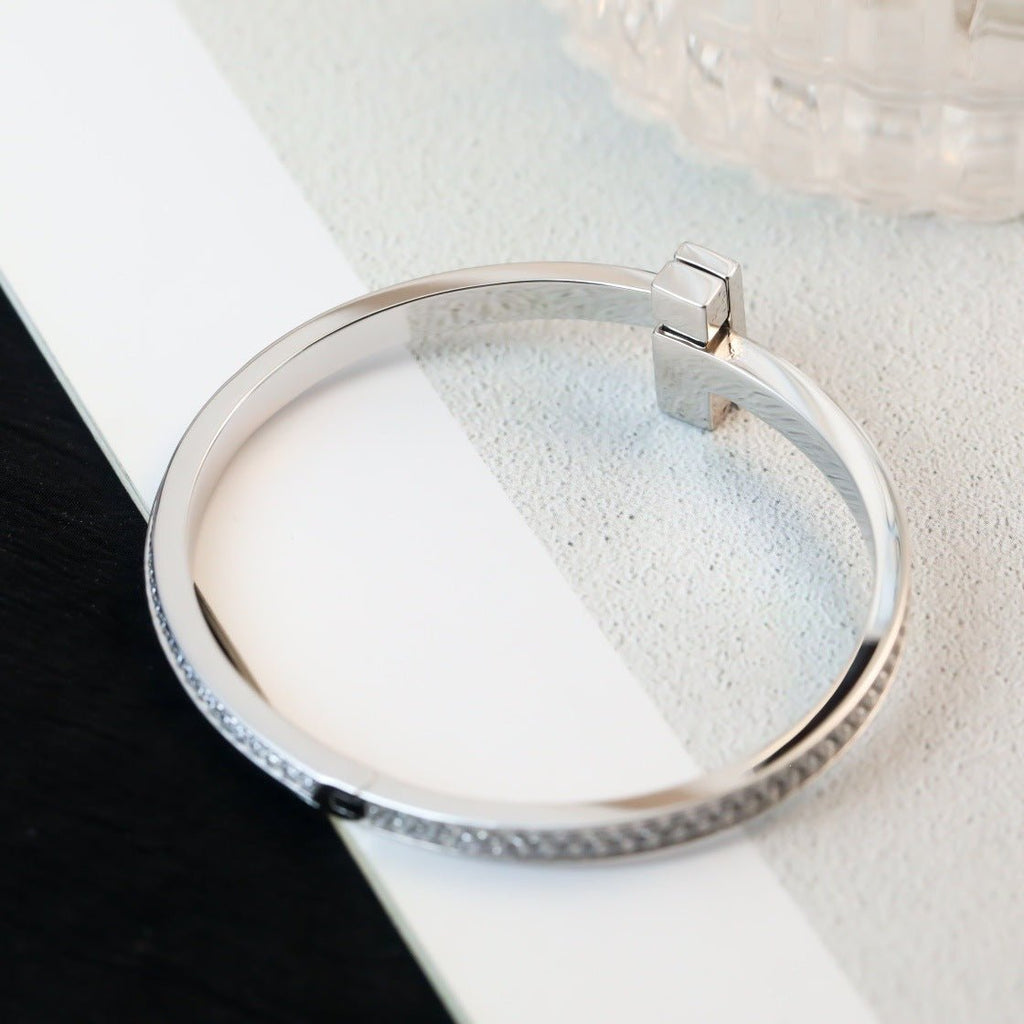 Luxury Full Diamond Wide TT Letter Bracelet - MAYISAD