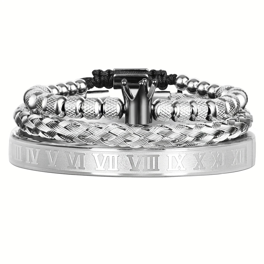 Roman Bracelet Royal Crown Charm Men Geometry Pulseiras Open Adjustable Bracelet - MAYISAD Paris