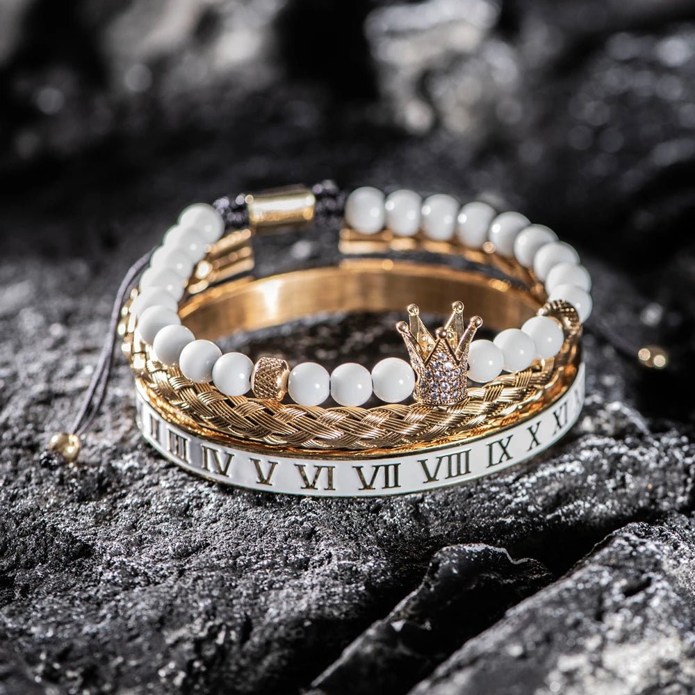 Set Crown Charm Gold Color Bracelet Men - MAYISAD Paris
