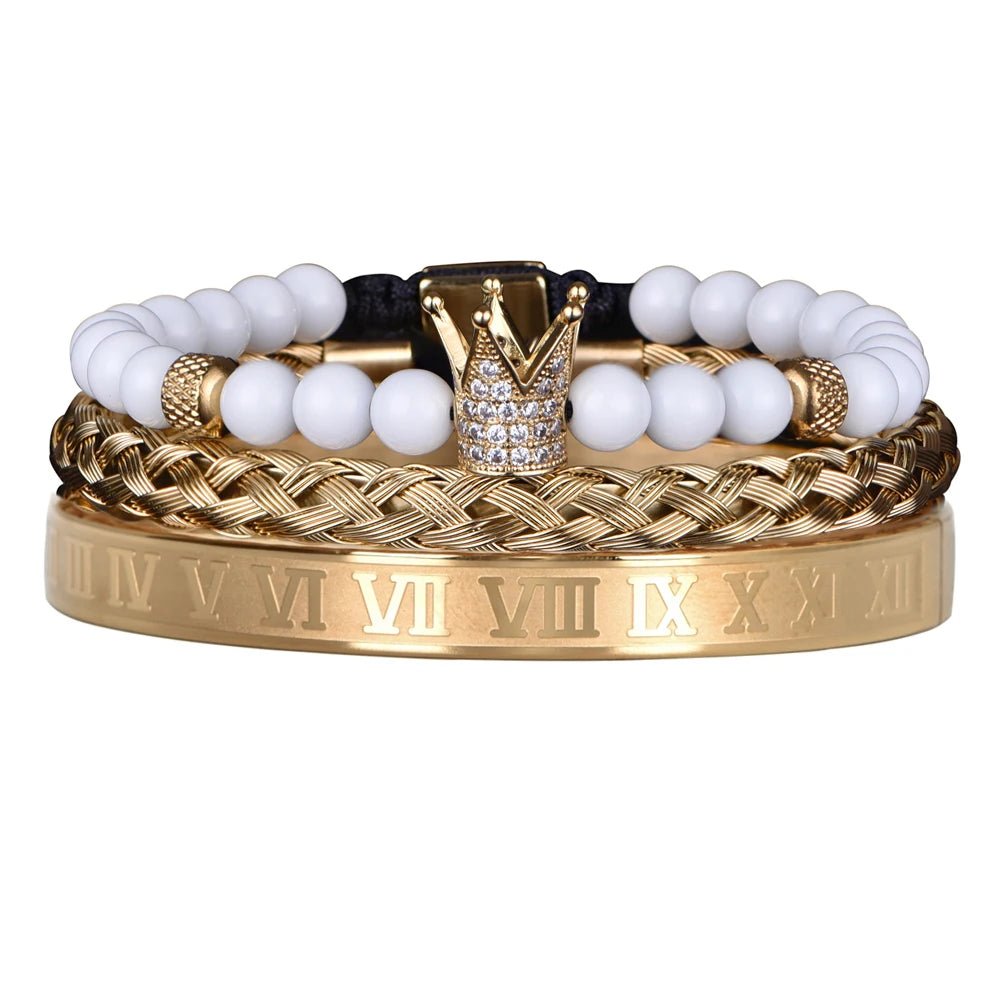 Set Crown Charm Gold Color Bracelet Men - MAYISAD Paris