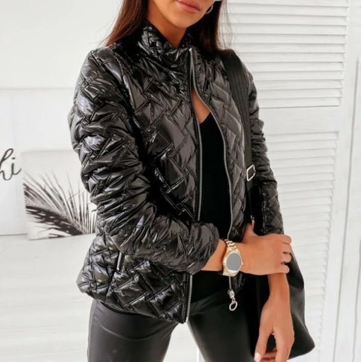 Women Slim Short Jacket Winter Coat Zipper Clothes Plus Size - MAYISAD