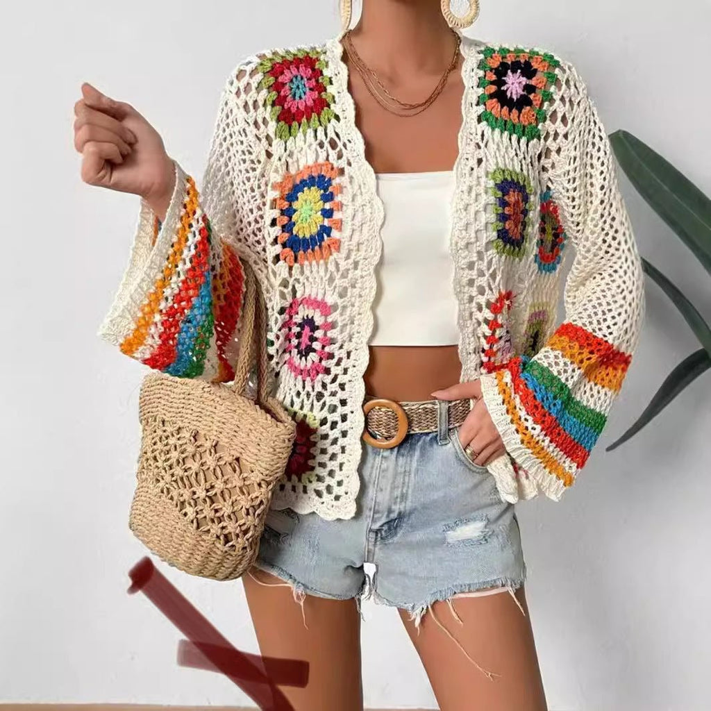 Women's handmade crochet plaid top - MAYISAD