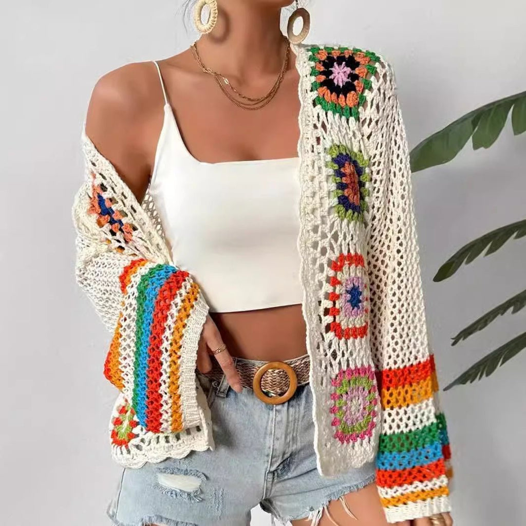Women's handmade crochet plaid top - MAYISAD