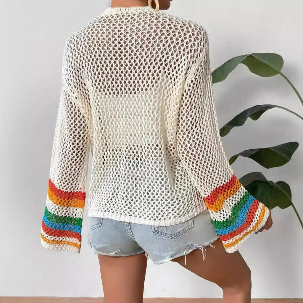Women's handmade crochet plaid top - MAYISAD